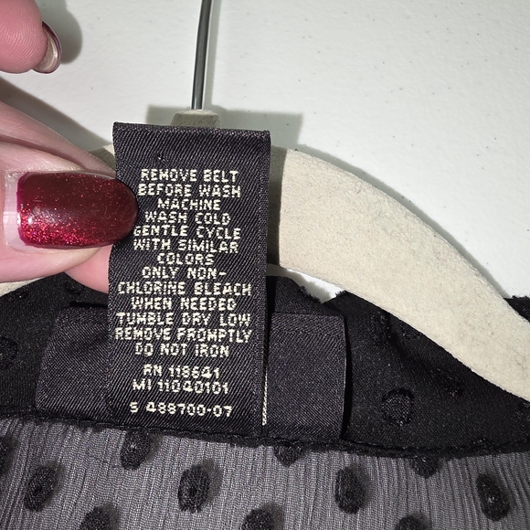 Lane Bryant Black Swiss Dot Ruffle Button Front Blouse 26/28 Sheer Plus Size - Picture 4 of 4